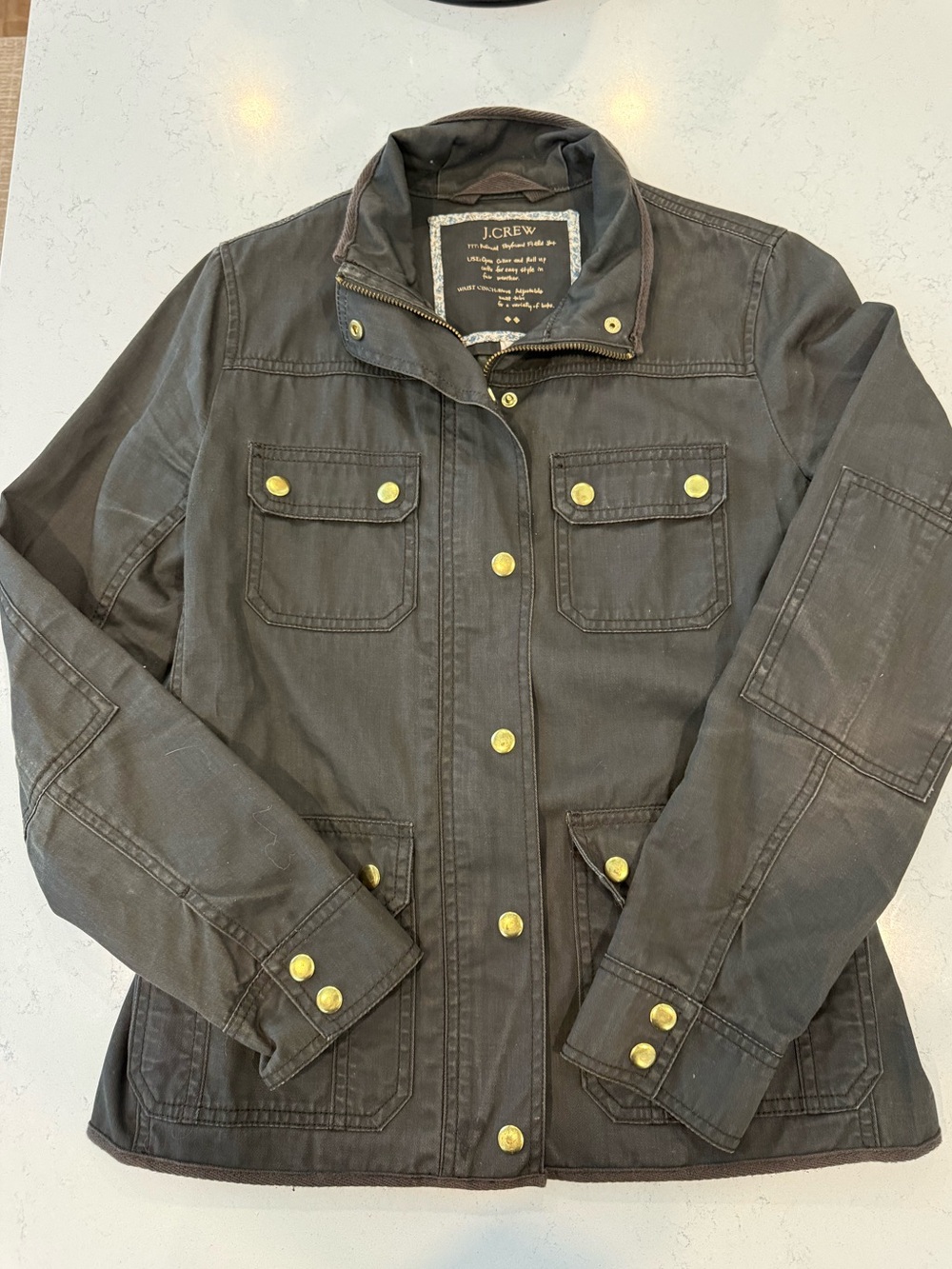 J. Crew Olive Green Utility Jacket with Gold-Tone Hardware